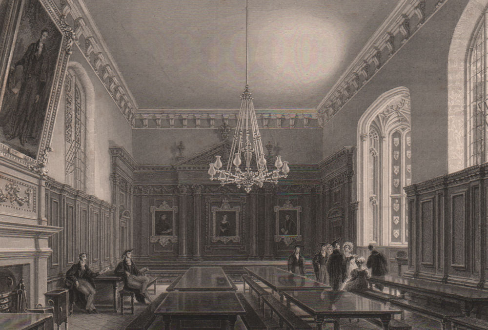 The Hall, QUEENS' COLLEGE, Cambridge. LE KEUX 1841 old antique print picture